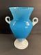 Antique Opaline Glass Vase/blue And White Color/art Deco/delvaux/france C. 1940