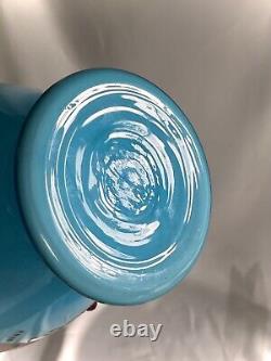 Antique-Opaline Vase-BLUE-LARGE-Art Glass Jewel Vase-Vase Blue Gold Enamel