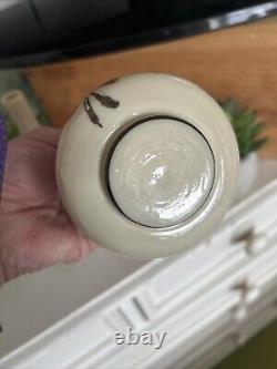 Antique Pair Art Nouveau Opaline Milk Satin Glass Vases Hand Enamelled Harrach