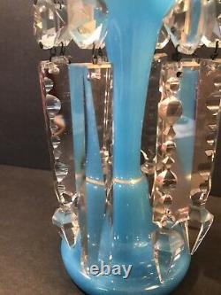 Antique Pair Of French Opaline Glass Lusters/ Candleholder/ C. 1920/ Baccarat