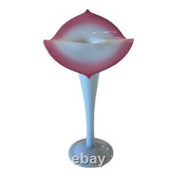 Antique Pairpoint Peach Blow Jack In The Pulpit Opalescent Art Glass Vase