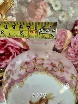 Antique Pink Opaline Milk Glass Hand Painted Vase Cherubs Angels Amazing