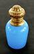 Antique Rare French Blue Opaline Glass Stand Up Perfume Flask Scent Chatelaine