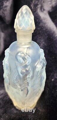 Antique Sabino Opalescent Art Glass Dancing Nymphs Perfume Bottle Signed