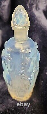 Antique Sabino Opalescent Art Glass Dancing Nymphs Perfume Bottle Signed