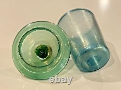 Antique Steuben Verre De Soie Opaline Art Glass Lidded Jar with Fruit Finial Top