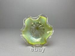 Antique Stourbridge Art Nouveau Vaseline Opalescent Glass Vase