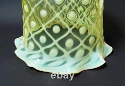 Antique Uranium Vaseline Opalescent Glass Lamp Shade Arts & Crafts A/f