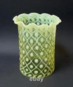 Antique Uranium Vaseline Opalescent Glass Lamp Shade Arts & Crafts A/f