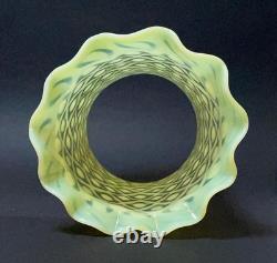 Antique Uranium Vaseline Opalescent Glass Lamp Shade Arts & Crafts A/f