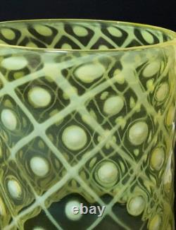 Antique Uranium Vaseline Opalescent Glass Lamp Shade Arts & Crafts A/f