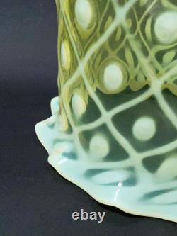 Antique Uranium Vaseline Opalescent Glass Lamp Shade Arts & Crafts A/f