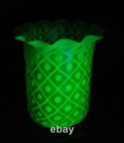 Antique Uranium Vaseline Opalescent Glass Lamp Shade Arts & Crafts A/f