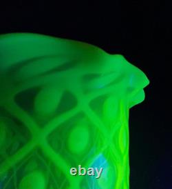 Antique Uranium Vaseline Opalescent Glass Lamp Shade Arts & Crafts A/f