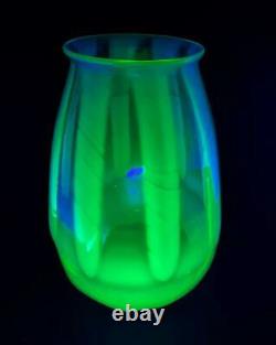 Antique Uranium Vaseline Opalescent Green Glass Oil Lamp Light Shade