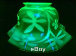 Antique Uranium Vaseline Opalescent Green Glass Oil Lamp Light Shade Art Nouveau