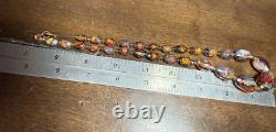 Antique Venetian Fire Opalescent Foil Glass Graduating Beads Necklace/ Choker