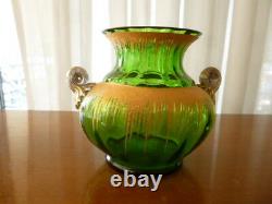 Antique Victorian Bohemian Moser Karlsbad Art Glass Crystal Gilt Opalescent Vase