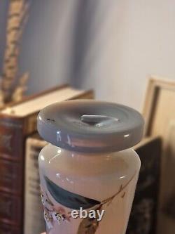 Antique Victorian Bristol Bohemia Grey Opaline Glass Enamel Floral Scent Bottle