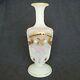Antique Victorian French Opaline Hand Painted Enamel Jeweled Vase 7 3/8