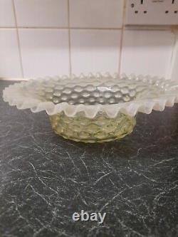 Antique Victorian Hand Blown Delicate Opalescent /Vaseline Glass Bowl