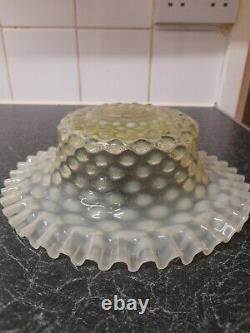 Antique Victorian Hand Blown Delicate Opalescent /Vaseline Glass Bowl