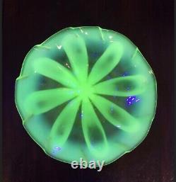 Antique Victorian John Walsh Vaseline / uranium opalescent art glass flower rare