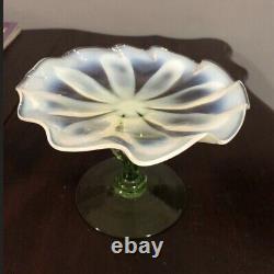 Antique Victorian John Walsh Vaseline / uranium opalescent art glass flower rare
