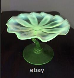 Antique Victorian John Walsh Vaseline / uranium opalescent art glass flower rare