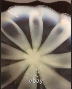 Antique Victorian John Walsh Vaseline / uranium opalescent art glass flower rare