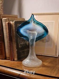 Antique Victorian Stourbridge Opalescent Quilted Pattern Jack in the Pulpit Vase