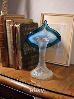 Antique Victorian Stourbridge Opalescent Quilted Pattern Jack in the Pulpit Vase