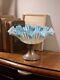 Antique Victorian Wmf Blue Opaline Glass Ruffled Compote Dish Epns Pedestal Base