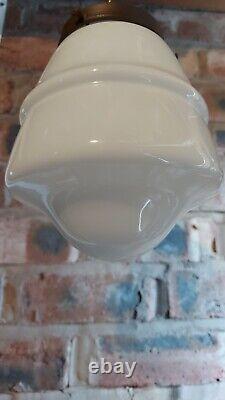 Antique Vintage Opaline White Art Deco Pendant Light Shade With Gallery