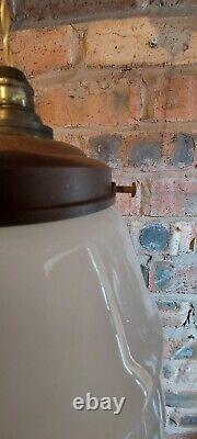 Antique Vintage Opaline White Art Deco Pendant Light Shade With Gallery