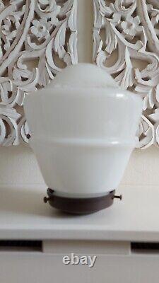 Antique Vintage Opaline White Art Deco Pendant Light Shade With Gallery