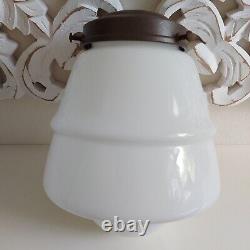 Antique Vintage Opaline White Art Deco Pendant Light Shade With Gallery