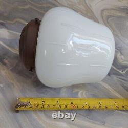 Antique Vintage Opaline White Art Deco Pendant Light Shade With Gallery No Flex