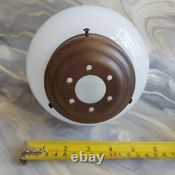 Antique Vintage Opaline White Art Deco Pendant Light Shade With Gallery No Flex