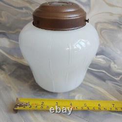 Antique Vintage Opaline White Art Deco Pendant Light Shade With Gallery No Flex