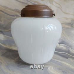 Antique Vintage Opaline White Art Deco Pendant Light Shade With Gallery No Flex