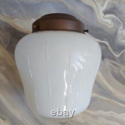 Antique Vintage Opaline White Art Deco Pendant Light Shade With Gallery No Flex