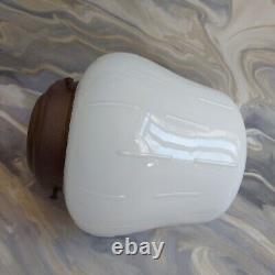 Antique Vintage Opaline White Art Deco Pendant Light Shade With Gallery No Flex