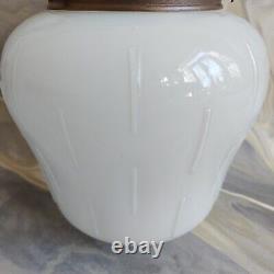 Antique Vintage Opaline White Art Deco Pendant Light Shade With Gallery No Flex