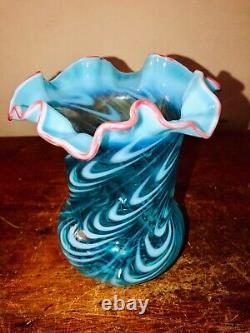 Antique Vtg Art glass blue opalescent Glass Fenton