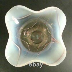 Antique WEBB English Art Glass FILAMENTOSA Uranium Opalescent Red LOOP 8 Vase