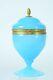 Antique Turquoise Opaline Glass Trinket Box Casket Gilt Brass Mount Art Nouveau