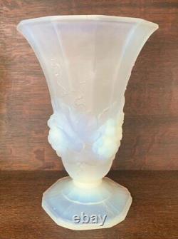 Antiuqe Vase Opalescent Vines Verlux France Edmond Glass Art Deco Decor Old 20th