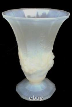 Antiuqe Vase Opalescent Vines Verlux France Edmond Glass Art Deco Decor Old 20th
