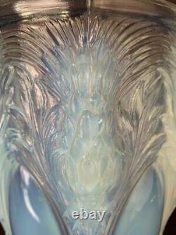 Antiuqe Vase Verlys Opalescent Chardons De Molded Glass Art Deco Rare Decor 20th